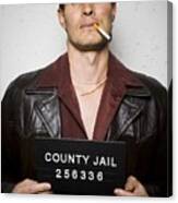 Mug Shot Of Man With Cigarette And Gold Chains Canvas Print