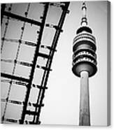 Munich - Olympiaturm And The Roof - Bw Canvas Print