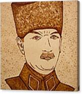 Mustafa Kemal Ataturk Coffee Painting Canvas Print