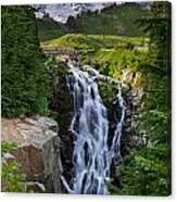 Myrtle Falls And Mount Rainier Canvas Print
