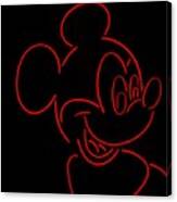 Neon Mickey Red Canvas Print