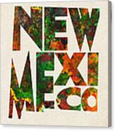 New Mexico Typographic Watercolor Map Canvas Print