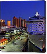 New Orleans Skyline With The Voyager Of The Seas Canvas Print