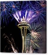 New Year Fireworks 2012 On Space Needle - 3 Canvas Print