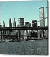 New York Downtown Manhattan Skyline - Blue Panorama Canvas Print