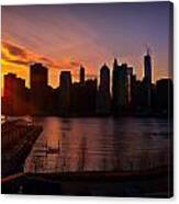 New York Skyline Sunset -- From Brooklyn Heights Promenade Canvas Print