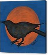 Night Crow On Blue Canvas Print