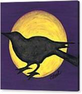 Night Crow On Purple Canvas Print