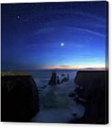 Night Sky Over Port Coton Needles Canvas Print