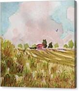 Nimbus Clouds And Farm Canvas Print