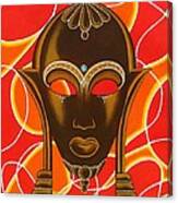 Nubian Modern Mask With Red And Orange Canvas Print