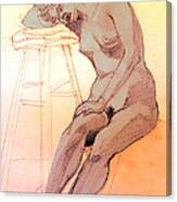Nude Woman Leaning On A Barstool Canvas Print