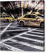 Nyc Yellow Cab On 5th Street - White Canvas Print