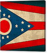 Ohio State Flag Art On Worn Canvas Canvas Print