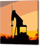 Oil Pump In Sunset Canvas Print