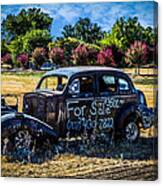 Old Car In Field Canvas Print