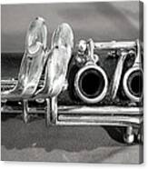Old Clarinet Black And White Canvas Print