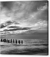 Old Naples Pier In Black And White Canvas Print