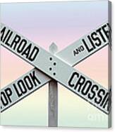 Old Railroad Crossing Sign Canvas Print