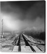 Onward - Railroad Tracks - Fog Canvas Print