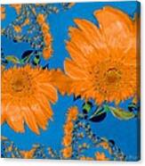 Orange Fractal Sunflower Canvas Print