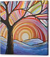 Original Abstract Tree Landscape Painting ... Mountain Majesty Canvas Print