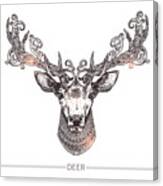 Ornamental Tattoo Deer Head Highly Canvas Print
