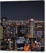 Osaka Skyline At Night Canvas Print