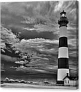 Outer Banks - Stormy Day At Bodie Lighthouse Bw Canvas Print