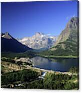 Overview Of Lake And Hotel, Glacier Canvas Print