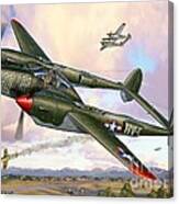 P-38f Lightning Sicilian Summer Canvas Print