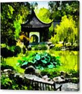 Pagoda And Pond Canvas Print