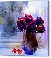 Painted Roses In Window Canvas Print