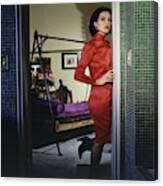 Paloma Picasso Wearing A Red Dress Canvas Print