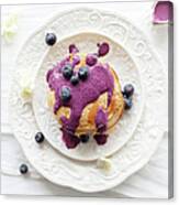 Pancakes With Blueberry Sauce Canvas Print
