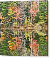 Panorama Of Fall Color On Torsey Pond Readfield Maine Canvas Print