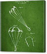 Parachute Patent From 1920 - Green Canvas Print