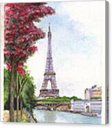 Paris In Spring - Ile Aux Cygnes Canvas Print