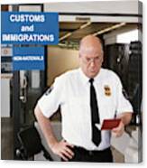 Passport Officer At Airport Security Canvas Print