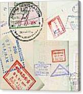 Passport Stamps Background Canvas Print