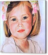 Pastel Portrait Of Girl With Flowers In Her Hair Canvas Print