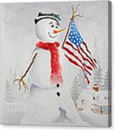 Patriotic Snowman Canvas Print