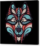 Patterned Colored Head Of The Wolf Canvas Print