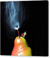 Pear And Smoke Little People On Food Canvas Print
