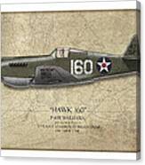 Pearl Harbor P-40 Warhawk - Map Background Canvas Print