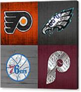 Philadelphia Sports Fan Recycled Vintage Pennsylvania License Plate Art Flyers Eagles 76ers Phillies Canvas Print