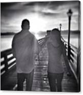 #pier #sunset #love #couple #bnw_life Canvas Print