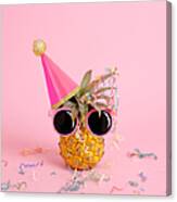 Pineapple Wearing A Party Hat And Canvas Print