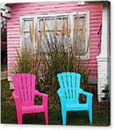 Pink And Blue Chairs By Jan Marvin Canvas Print