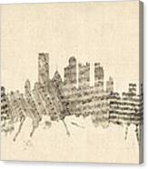 Pittsburgh Pennsylvania Skyline Sheet Music Cityscape Canvas Print